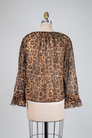 Leopard print ruffle blouse (4 to 12)