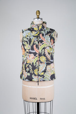 Black paisley print sleeveless jacket (6+12)