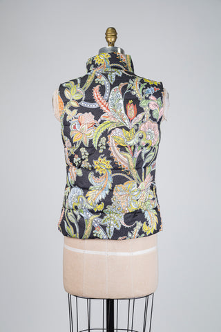 Black paisley print sleeveless jacket (6+12)