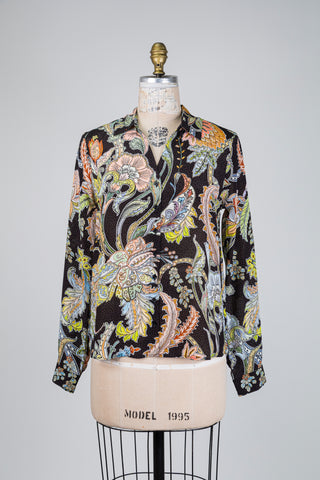 Black paisley print blouse (4-6-10-12)