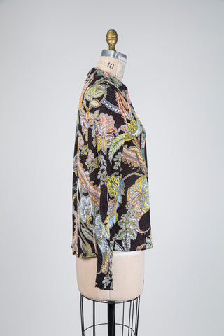Black paisley print blouse (4-6-10-12)