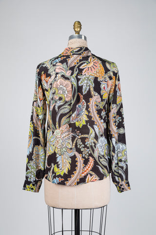 Black paisley print blouse (4-6-10-12)