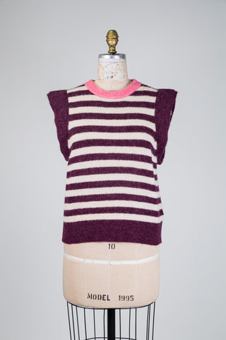 Débardeur à rayures aubergine et beige (S à XL)
