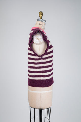 Débardeur à rayures aubergine et beige (S à XL)