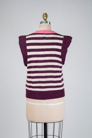 Débardeur à rayures aubergine et beige (S à XL)