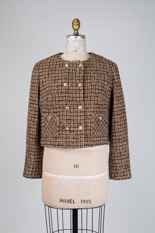 Nut brown plaid short jacket (4-8-10)