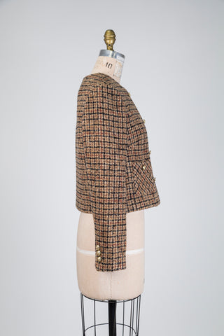 Nut brown plaid short jacket (4-8-10)