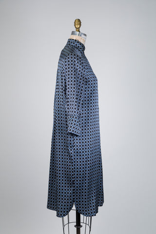 Robe médaillons en soie bleue (S+M)