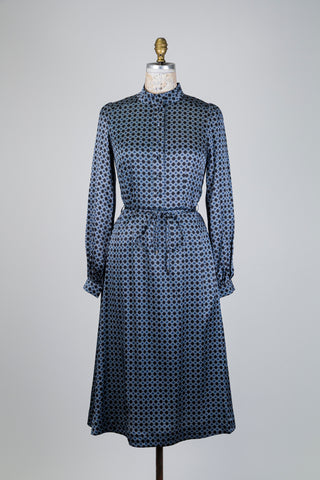 Black A-line dress with clover medallions (S)