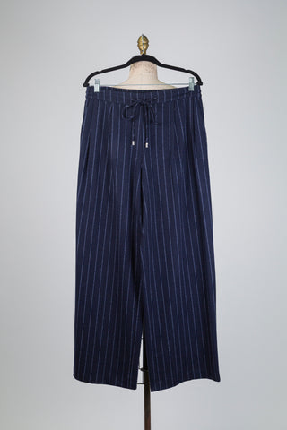 Navy wide-leg tennis stripe trousers (4)