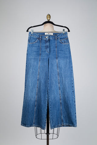 Topstitched wide-leg denim trousers (6+10)