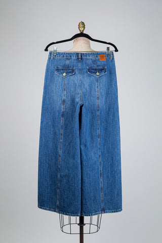 Topstitched wide-leg denim trousers (6+10)