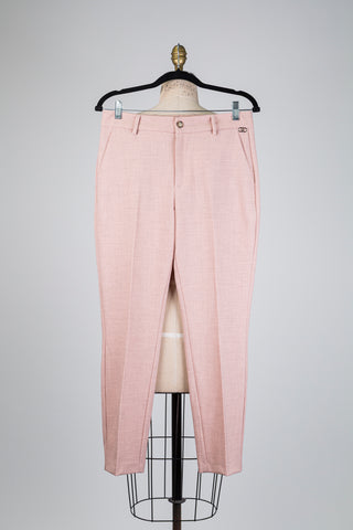 Pantalon cigarette rose chiné (4+6)