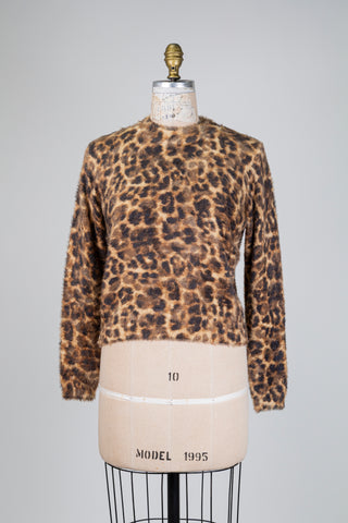 Leopard print plush sweater (4 to 8)