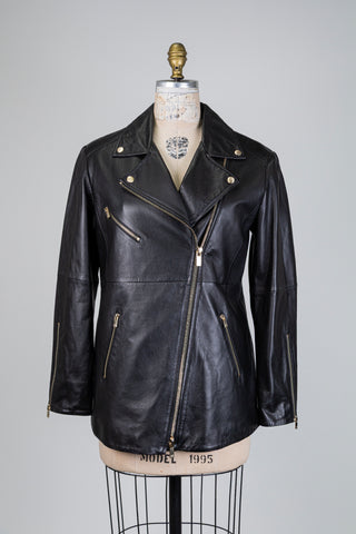 Black leather perfecto jacket (4 to 8)