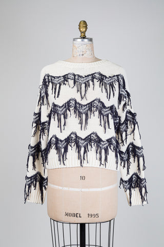 Chandail en tricot crème cascades de franges (4 à 14)
