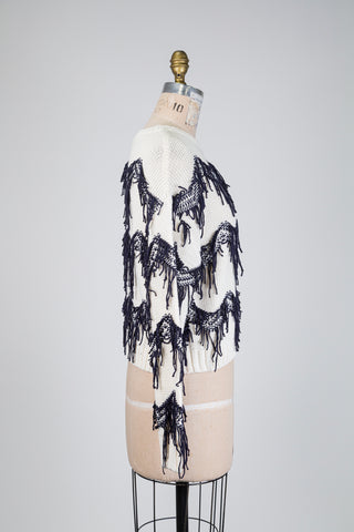 Chandail en tricot crème cascades de franges (4 à 14)