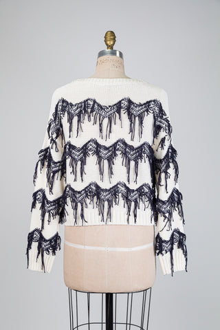 Chandail en tricot crème cascades de franges (4 à 14)