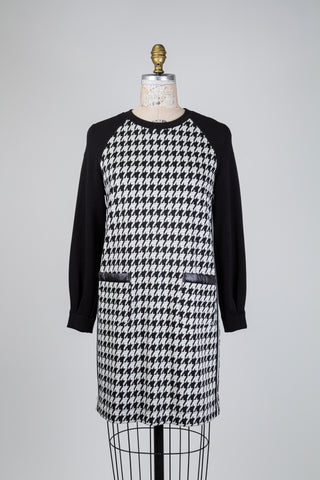 Black houndstooth print dress (XXS to S)