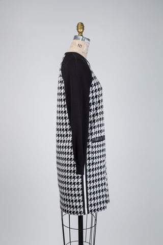 Black houndstooth print dress (XXS to S)