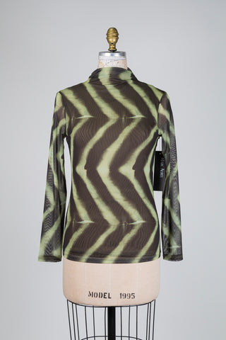 Green chevron mesh fitted top (6)