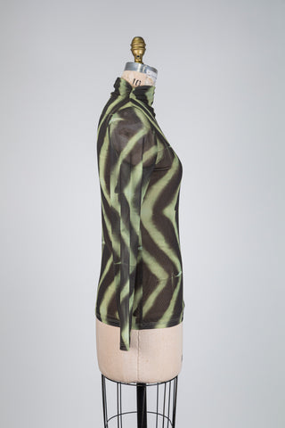 Green chevron mesh fitted top (6)
