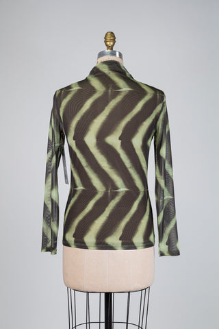 Green chevron mesh fitted top (6)