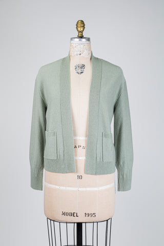 Cardigan luxueux vert sauge (XS à L)