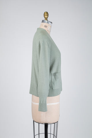 Cardigan luxueux vert sauge (XS à L)