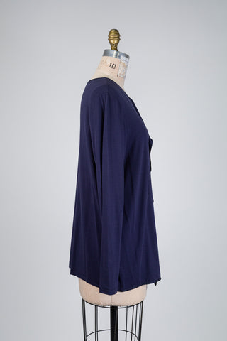 Navy top with silk trim ruffle (4 to 8)