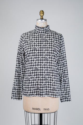 Houndstooth mock neck top (L)