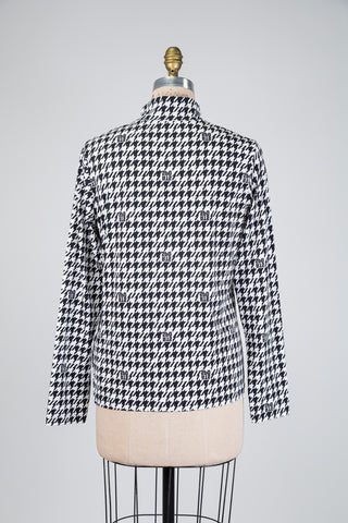 Houndstooth mock neck top (L)