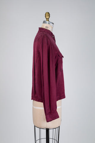 Burgundy mandarin collar overshirt (6)