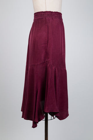 Burgundy skirt with a peach-skin feel (6)