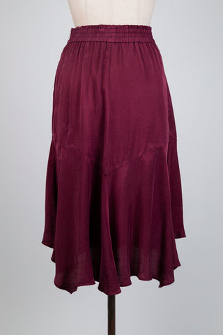Burgundy skirt with a peach-skin feel (6)