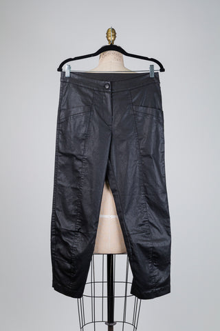 Black coated cotton trousers (S)