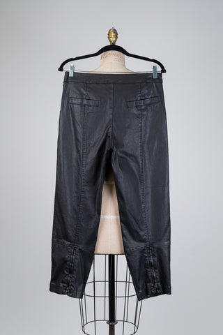 Black coated cotton trousers (S)