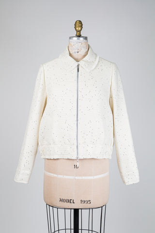 Veste ivoire en tweed constellé de paillettes (S)