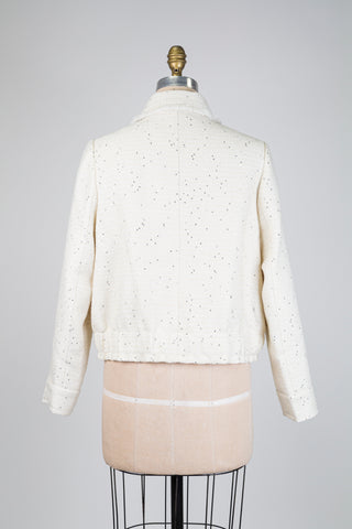 Veste ivoire en tweed constellé de paillettes (S)