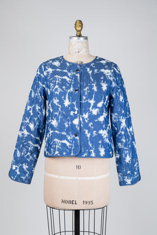 Veste réversible bleu & crème façon tie dye (XS+S)