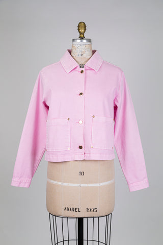 Veste denim rose effet délavé (6)