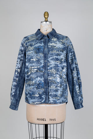 Veste denim chiné à nuages de paillettes (6)