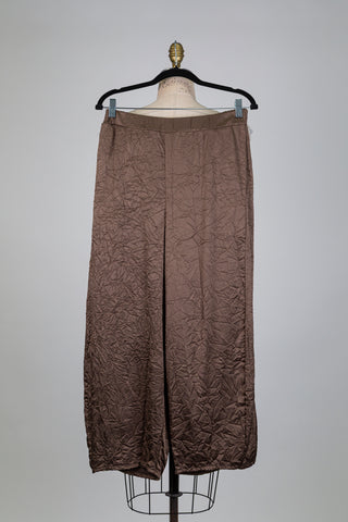 Brown balloon trousers with a crinkled effect (S)