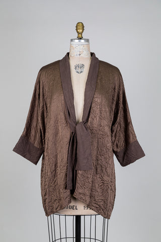 Veste duo de brun effet froissé (S+)