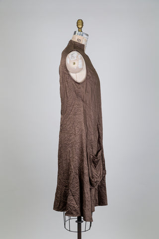 Brown crinkle-effect dress (S)