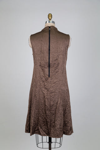 Brown crinkle-effect dress (S)
