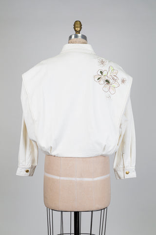 Veste denim crème à touches de broderies (6)