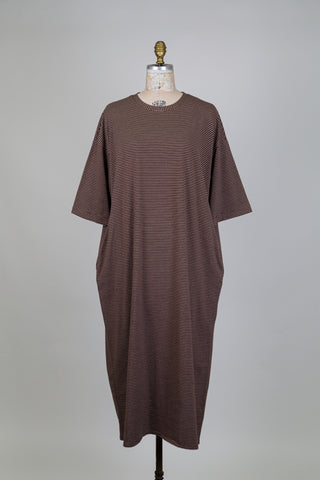 Robe oversized à rayures brun crème (S+)