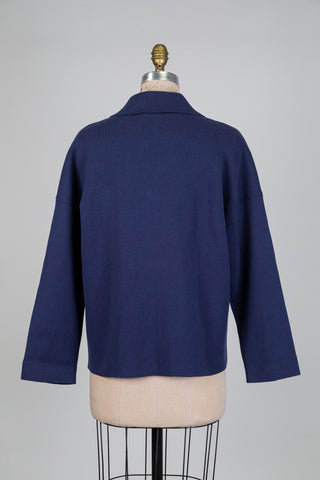 Veste marine en coton à double boutonnage (M)