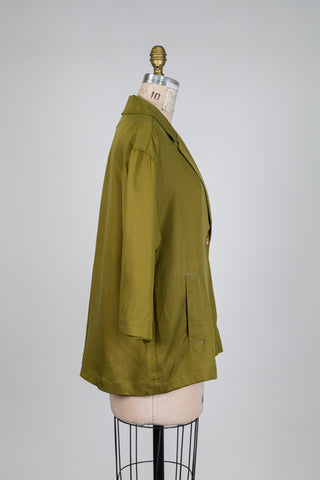 Veste fluide kaki à col tailleur (S)